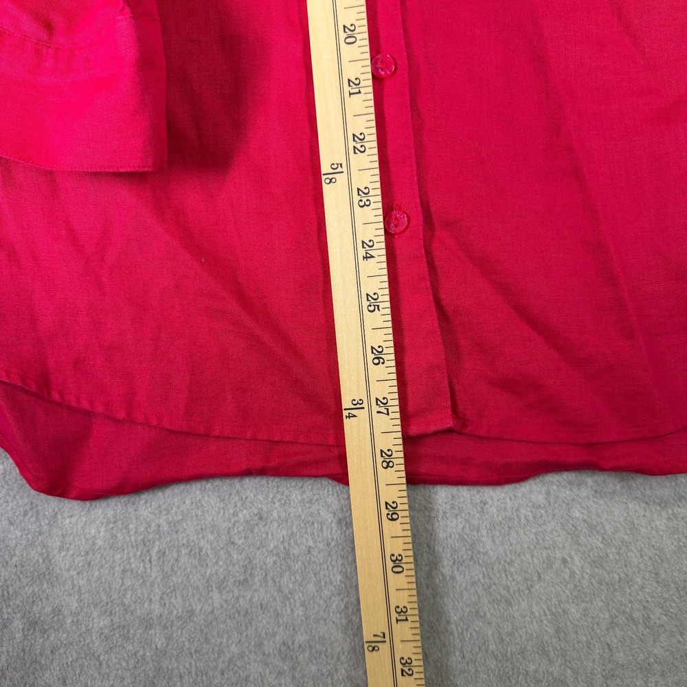 Chicos No Iron Linen Button Down Shirt Red 3/4 Sleeve Size 0 US 4/6 - Picture 5 of 7